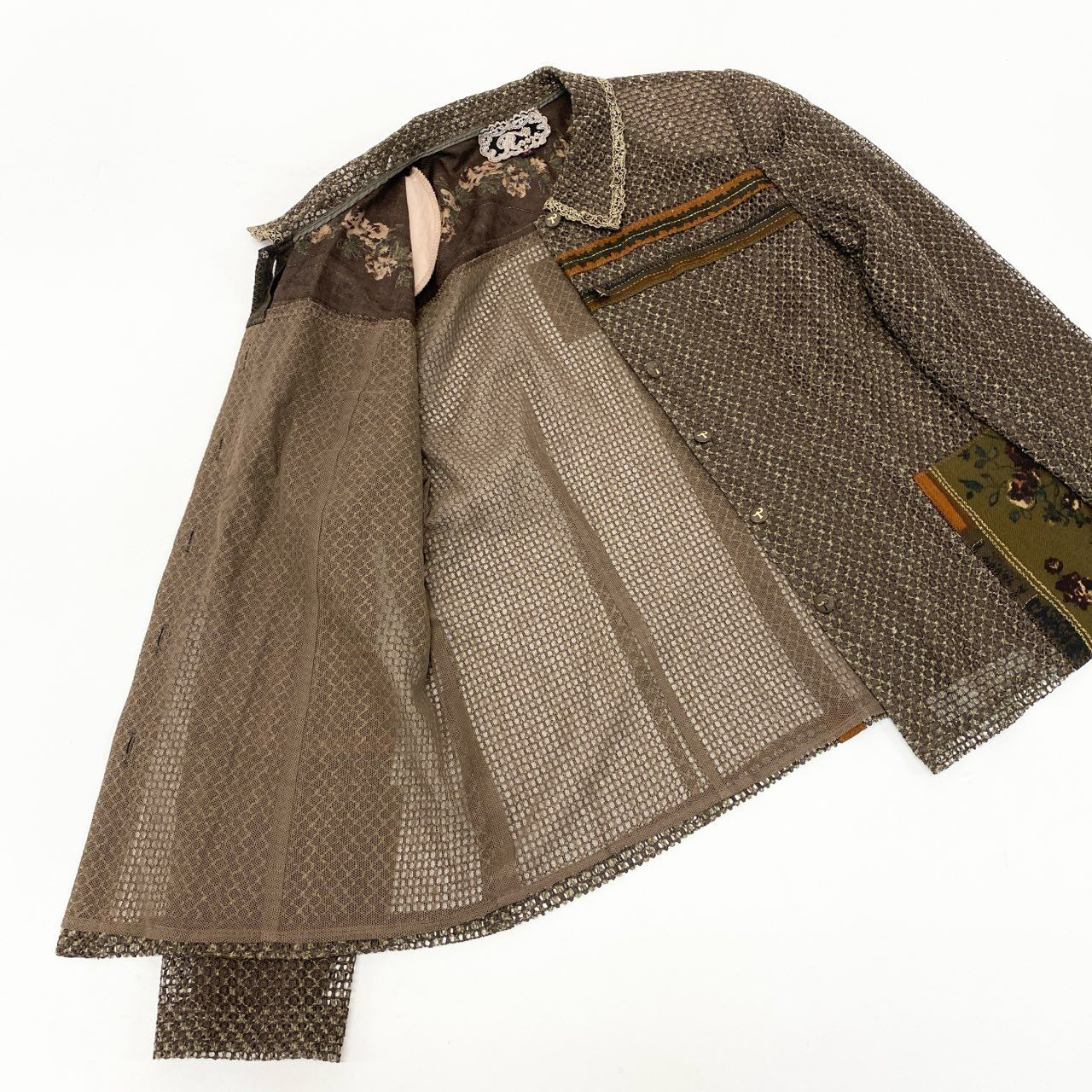 11k28《美品》 import rossa インポートロッサ セットアップ 花柄 ジャケット スカート 42 ブラウン レディースu02t