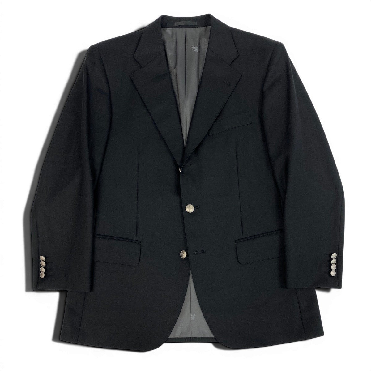 30f6 BURBERRY  LONDON バーバリーロンドン テーラードジャケット シングル 3B 刻印ボタン サイズAB5 ブラック メンズ 紳士服u02t