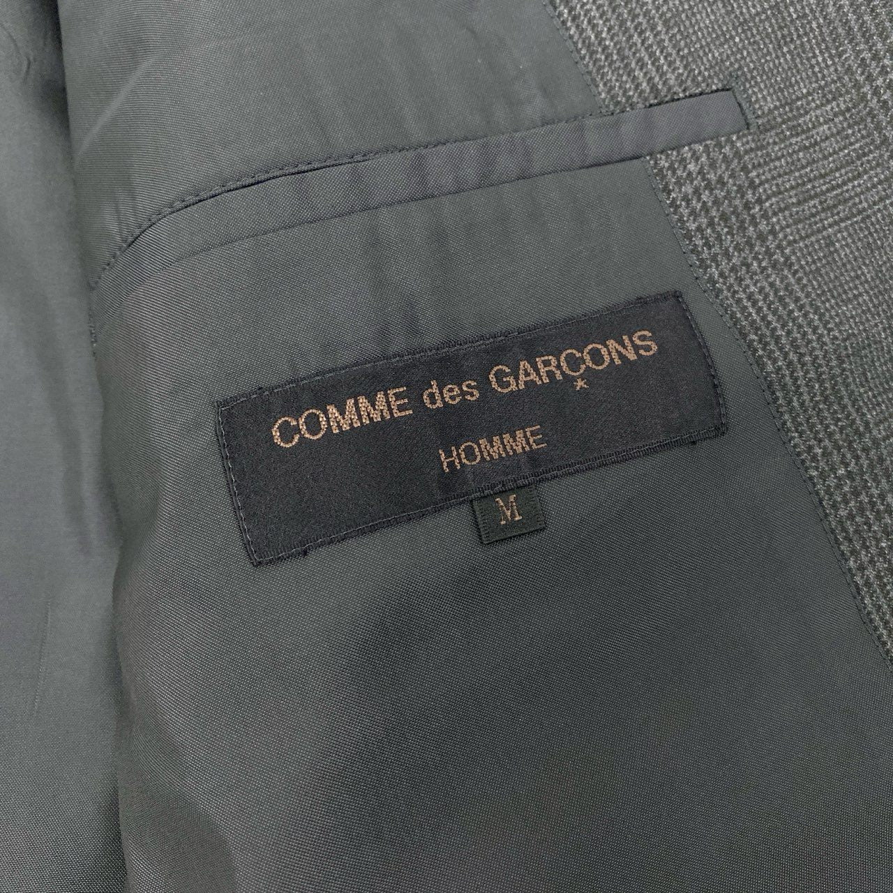 6k1 COMME des GARCONS HOMME コムデギャルソンオム 田中オム セットアップスーツ シングル 2B グレンチェック テーラードジャケット タックパンツ フォーマル AD1992  M グレー ウール100％o07t