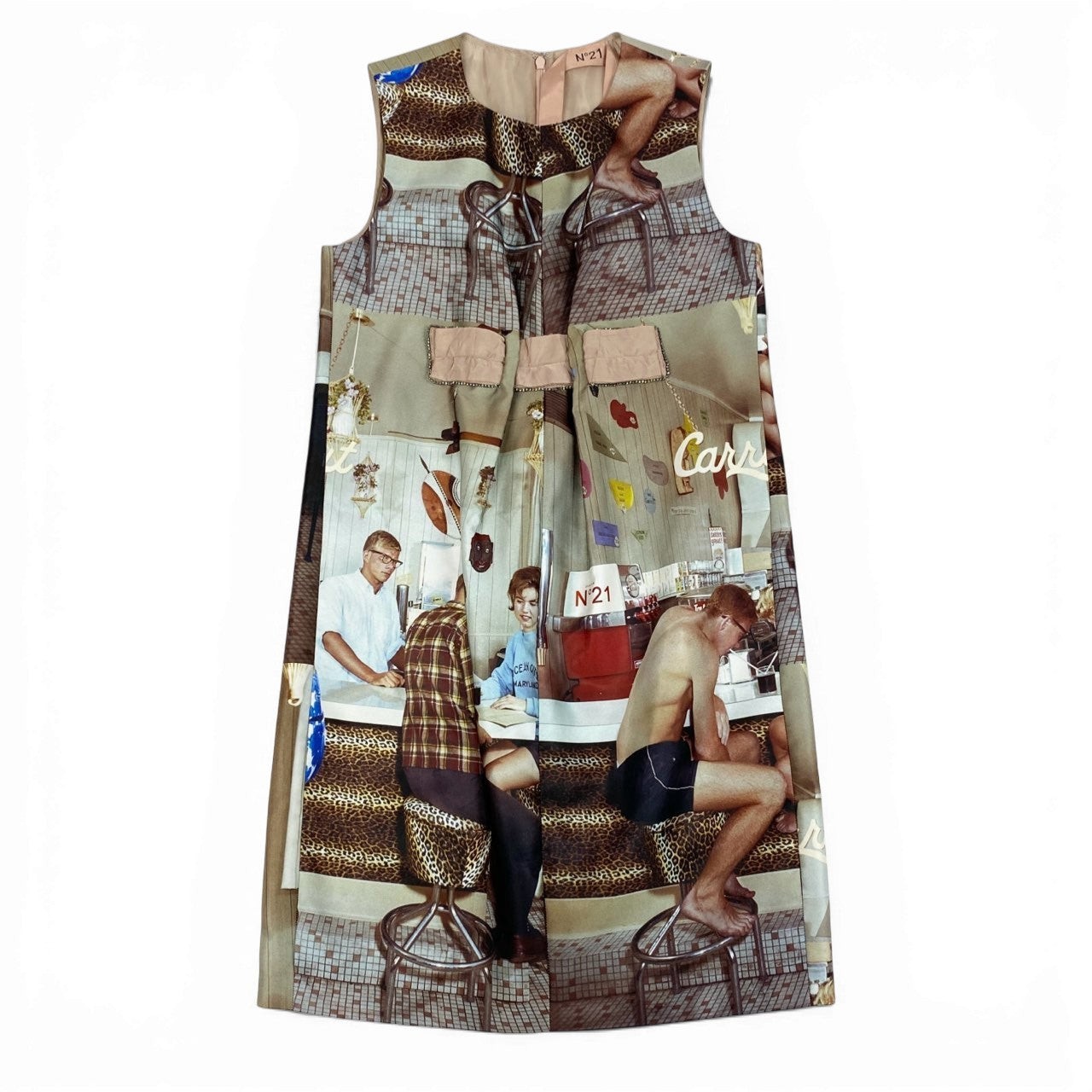 Ib26 N°21 ヌメロヴェントゥーノ グラフィックプリント ノースリーブワンピース ドレスワンピース 36 マルチカラー ポリエステル レディースu02t