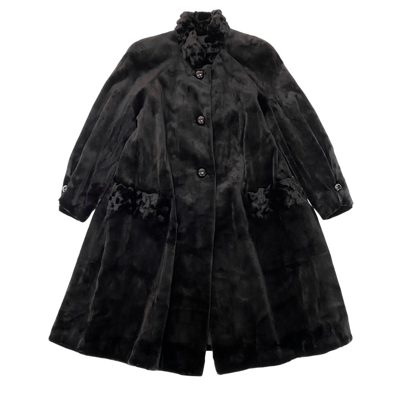 82a15 Nakamura Fur シェアードミンク ロングコート サイズ9～11 ブラック 本毛皮 Shared Mink Fur Coatt18r