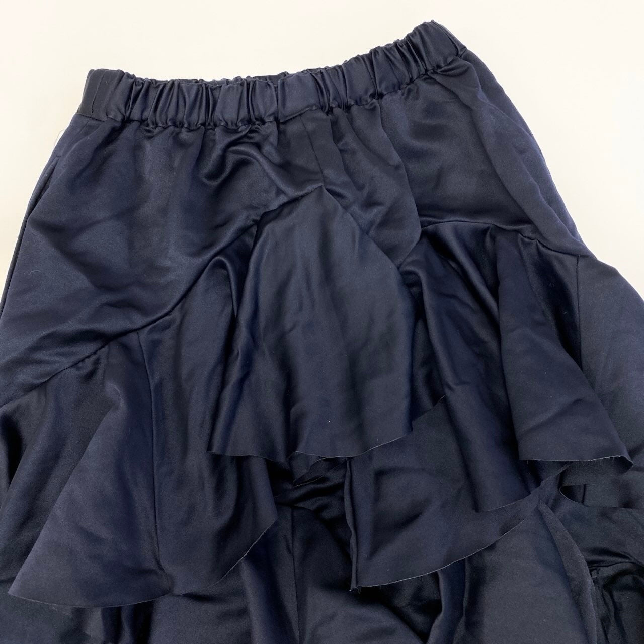 Af9 【新品保管品】COMME des GARCONS  2025年 フリル変形デザインスカート RQ-S011-051-1-1 XSサイズ ダークネイビー ポリエステル100％ レディース 女性用u02t