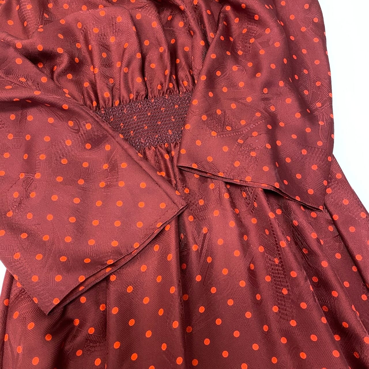 Ef6 【タグ付】 HERMES エルメス Zouaves et Dragons ズアヴとドラゴン ミドルネック ロングワンピース  サイズ38 レッド シルク100％ レディース 女性用k02i