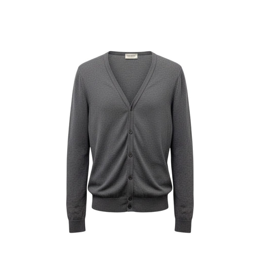 77b17 JOHN SMEDLEY ジョンスメドレー 英国製 ニットカーディガン コットンニット ロングスリーブ メンズ 紳士服 グレー Sサイズ 綿100％u02t