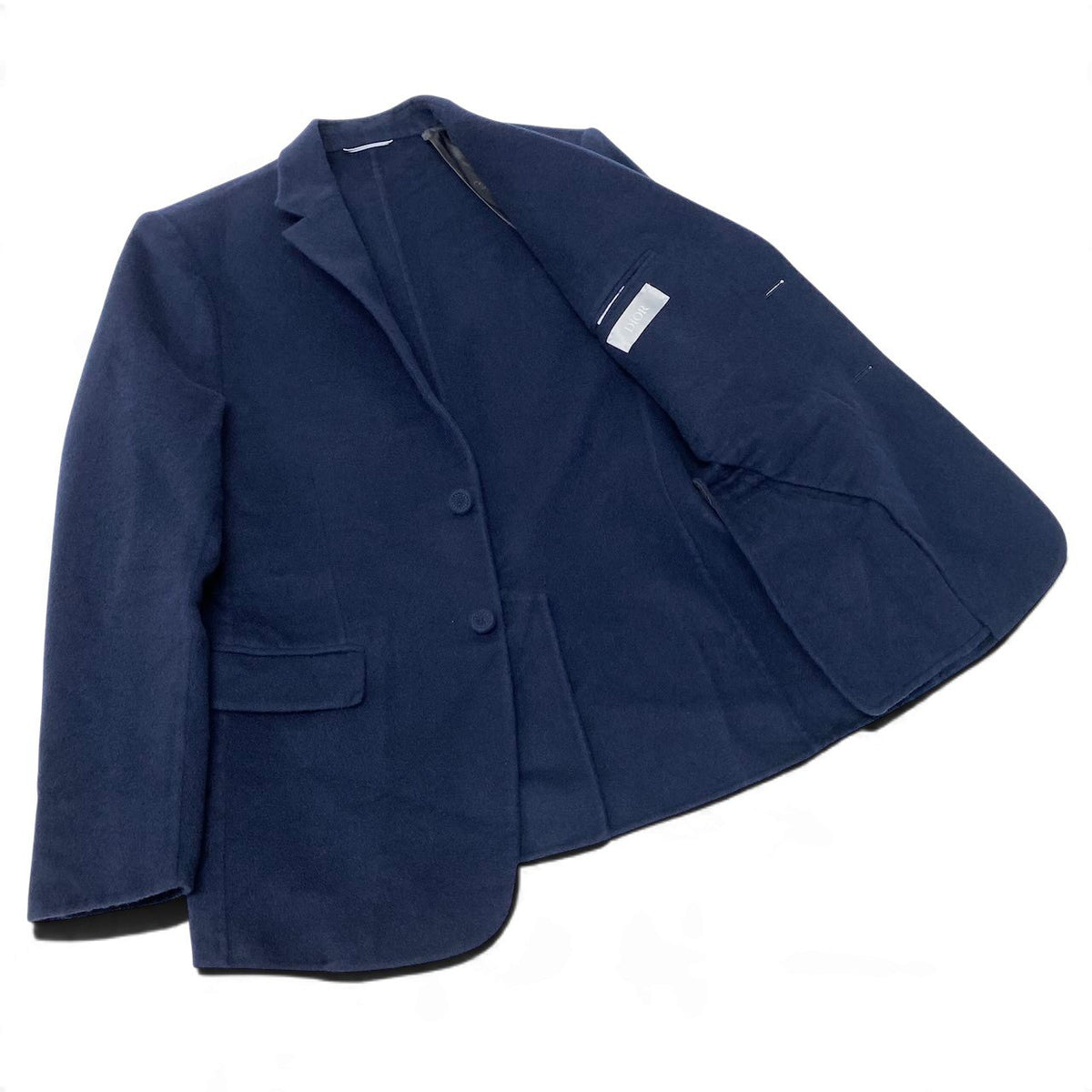 21j15 【極美品】 DIOR HOMME ディオールオム カシミヤジャケット テーラードジャケット シングル 2B サイズ46 ネイビー カシミヤ100％ メンズu02t