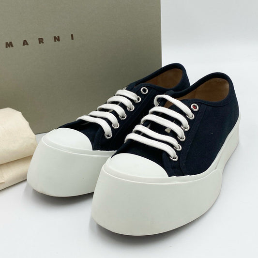1h20《極美品》 MARNI マルニ PABLO パブロ ビッグフット スニーカー シューズ サイズ37 ブラック ホワイト キャンバス レディースk02i