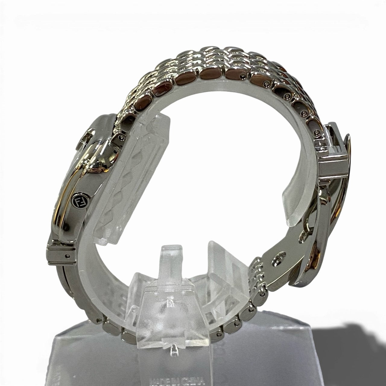 b12 FENDI フェンディ ベルトデザイン B-FENDI ビーフェンディ クォーツ腕時計 3800L シルバー ホワイトシェル 動作〇 ケース付t18r