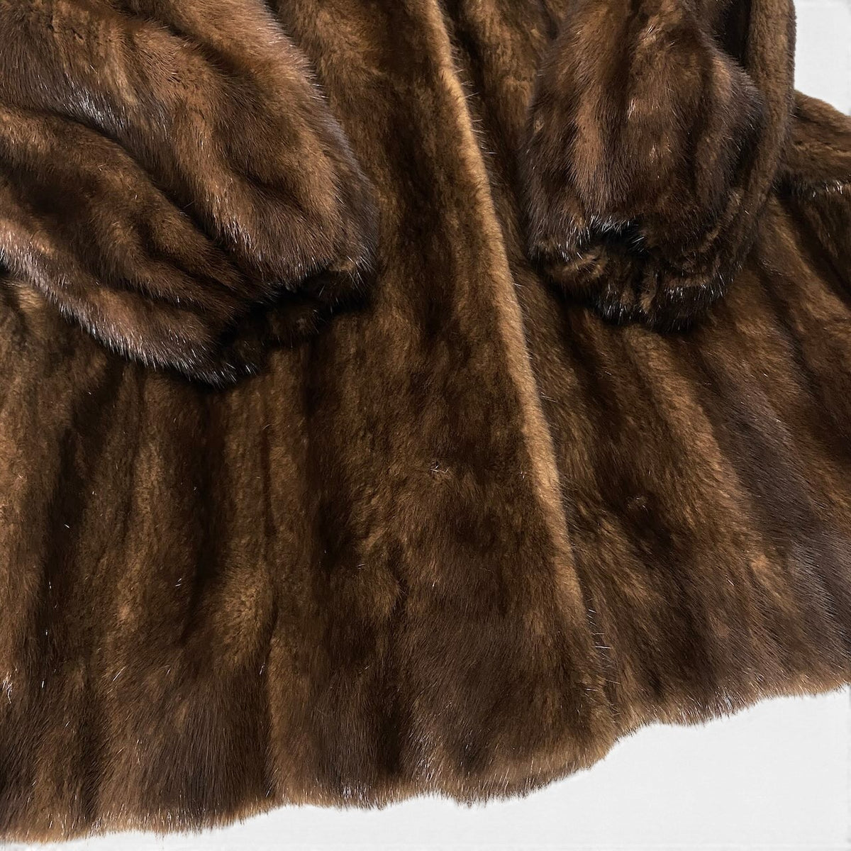 58i20 デミバフミンク ファーコート サイズF ブラウン 本毛皮 Mink Fur Coat リアルファーt18r