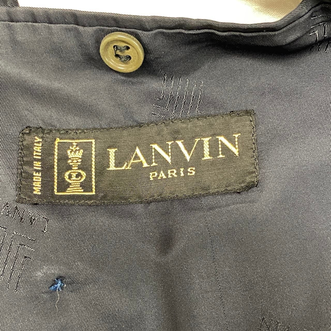 37h31 LANVIN PARIS ランバン テーラードジャケット Super100's ダブルブレスト 金ボタン サイズ52 ネイビー メンズ 紳士服o07t