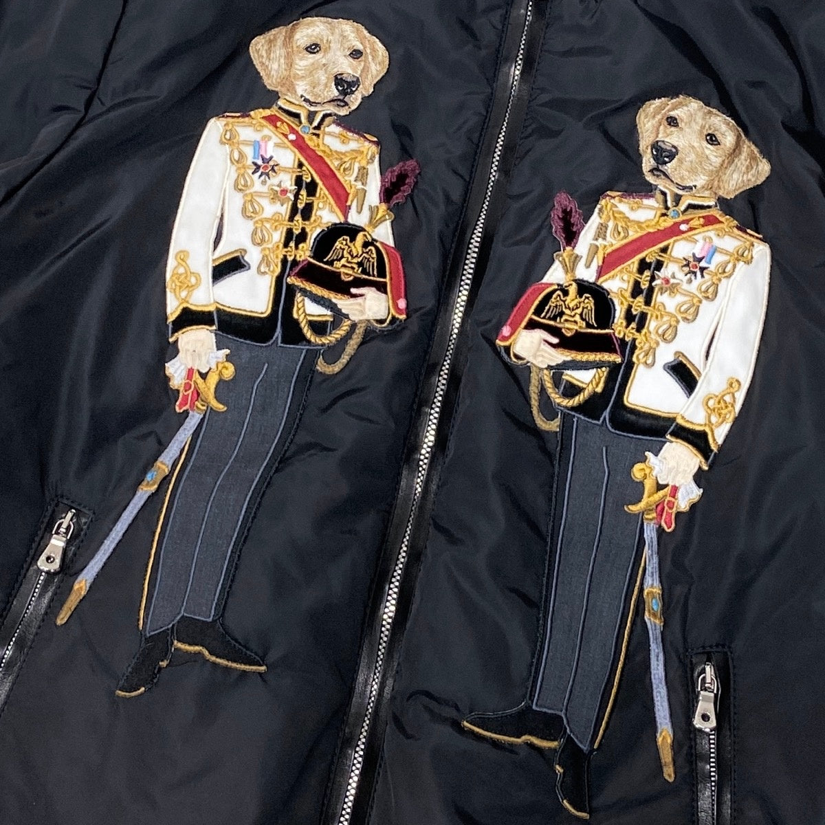 i13 DOLCE&GABBANA ドルチェアンドガッバーナ 2017/18 ランウェイ着 ボンバージャケット Runway Dog Knight Embroidery Bomber Jacket Black Size44t18r