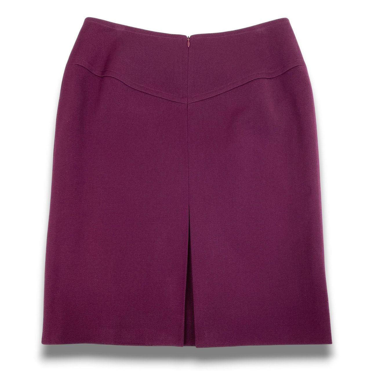 28b20 Vintage  CELINE セリーヌ ゴールドチェーン タイトスカート 膝丈 46 パープル ウール フランス製 大きいサイズu02t