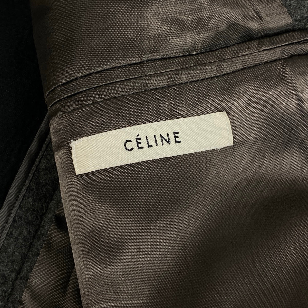 Ej13 CELINE セリーヌ フィービー期 クロンビーコート レザー切替 サイズ40 グレー ブラック レディースu02t