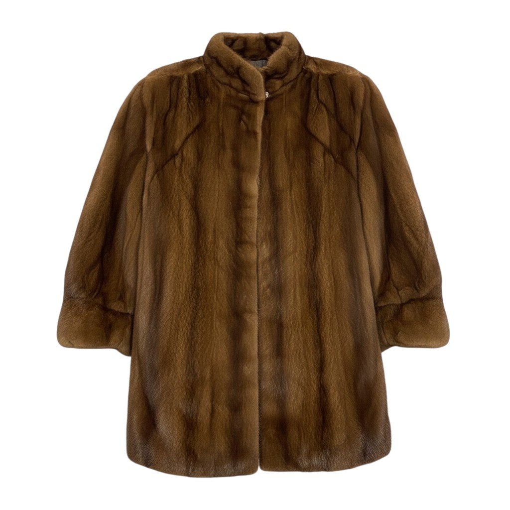 24j7 NANAWA SAGA MINK 銀サガ デミバフミンク ロングコート サイズ9 茶系 最高級本毛皮 Mink Fur Long Coat リアルファーt18r