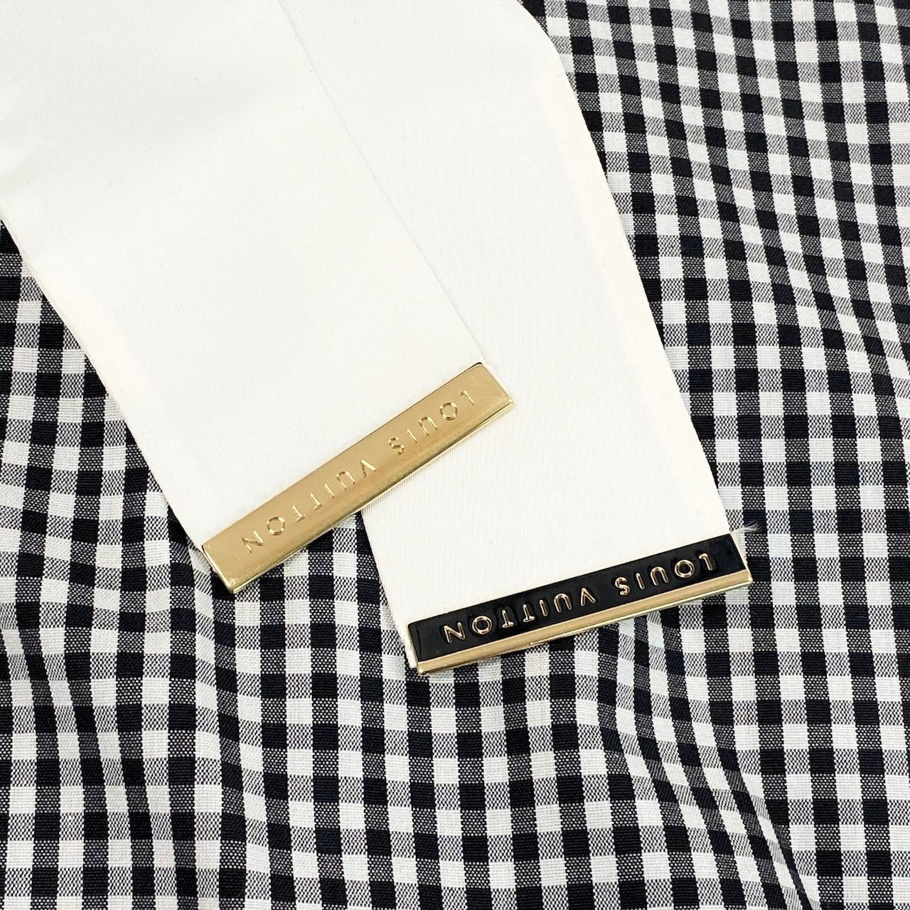 Ic31 《未使用品》 LOUIS VUITTON ルイヴィトン Aライン ギンガムチェックワンピース A line Check Dress サイズ36 ホワイト ブラック タグ付t18r