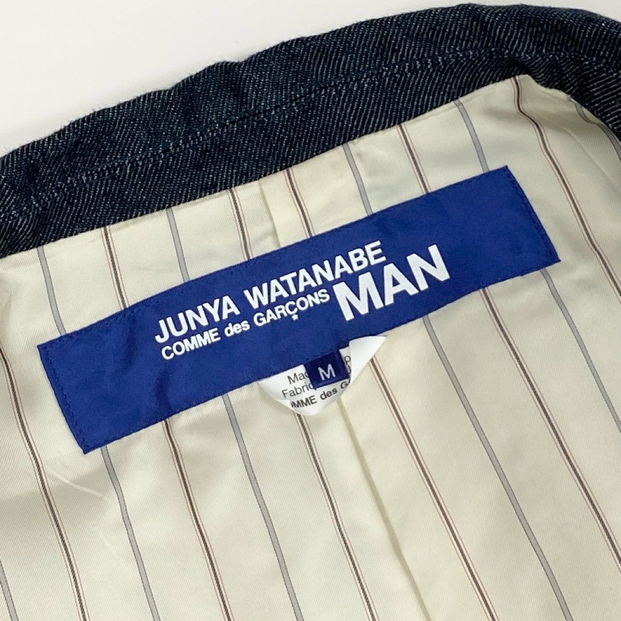 35i9 JUNYA WATANABE COMME des GARCONS MAN ジュンヤワタナベコムデギャルソンマン 日本製 リネンデニム 3Bジャケット  エルボーステッチデザイン ピークドラペル WG-J027 Mサイズ インディゴブルー メンズk02i