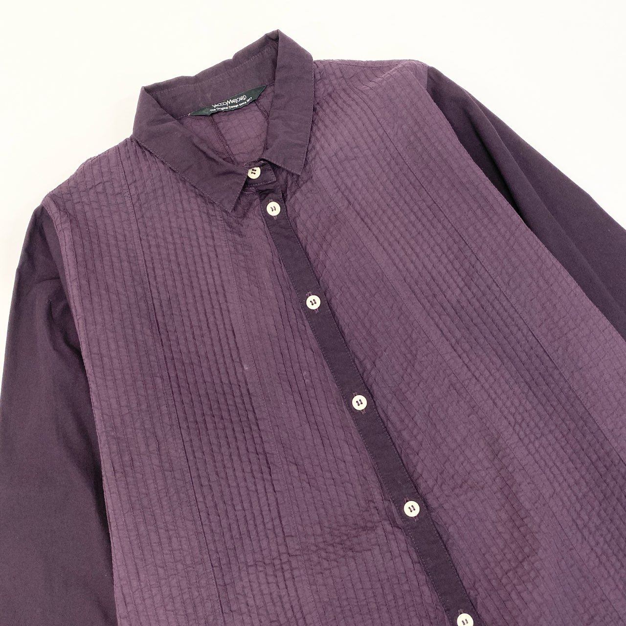 61k28 YACCOMARICARD ヤッコマリカルド ピンタック ロングワンピース ロングスリーブ 薄手 レディース 女性用 2 パープル系 コットン100％u02t