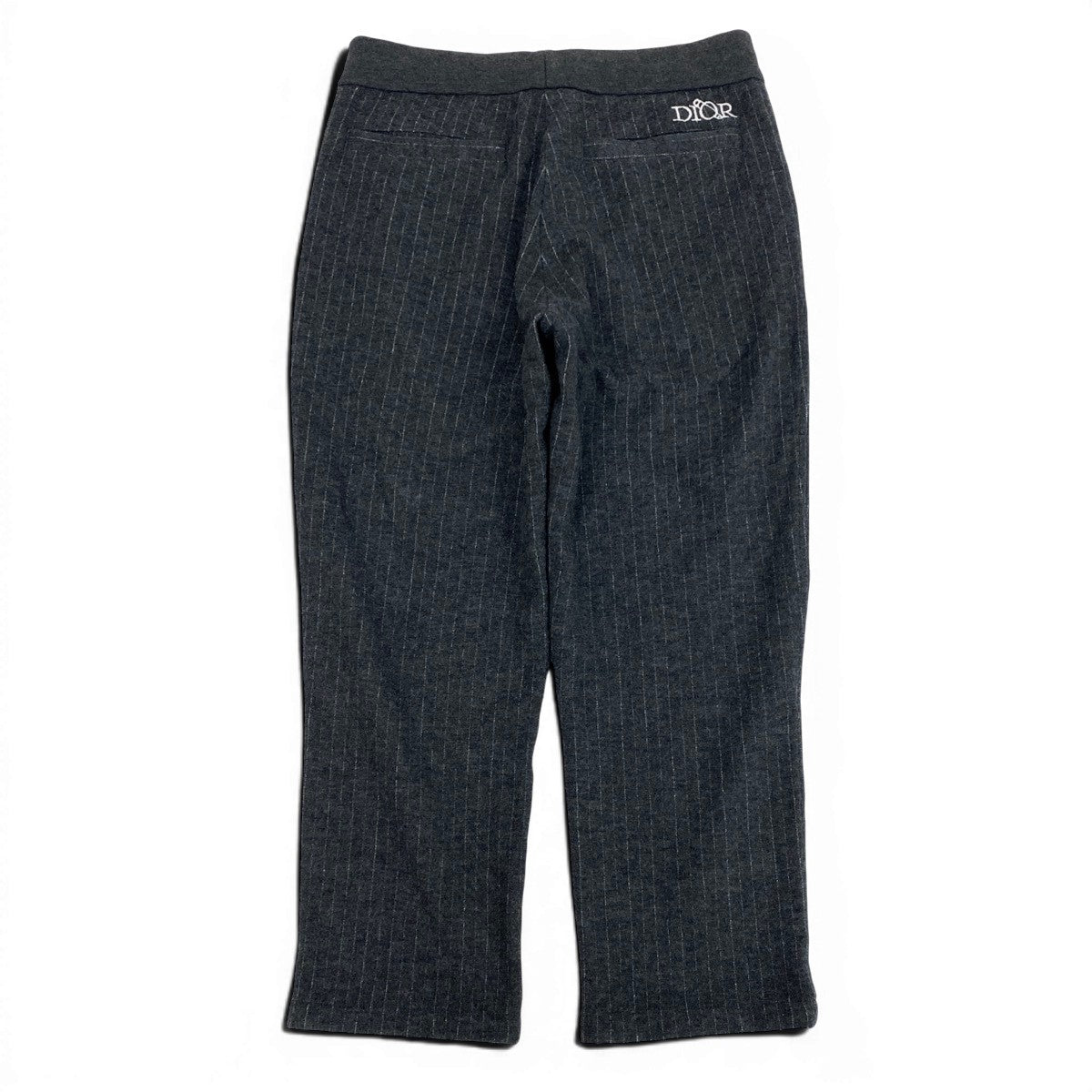 9f5 Dior  Homme ディオールオム ウールパンツ ボトムス ストライプ柄 ロゴ刺繍 ウエスト調整可 サイズS グレー  メンズ 紳士服u02t 9f5 Dior Homme ディオールオム ウールパンツ ボトムス ストライプ柄