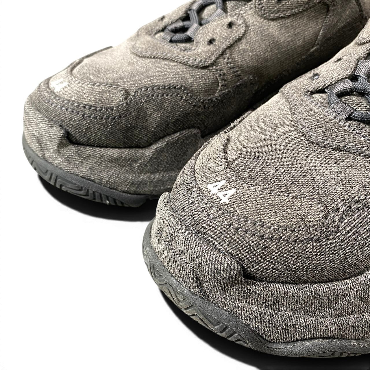 f18 《美品》 BALENCIAGA バレンシアガ トリプルエス デニム スニーカー TRIPLE S DENIM SNEAKERS 44 グレー シューズt18r