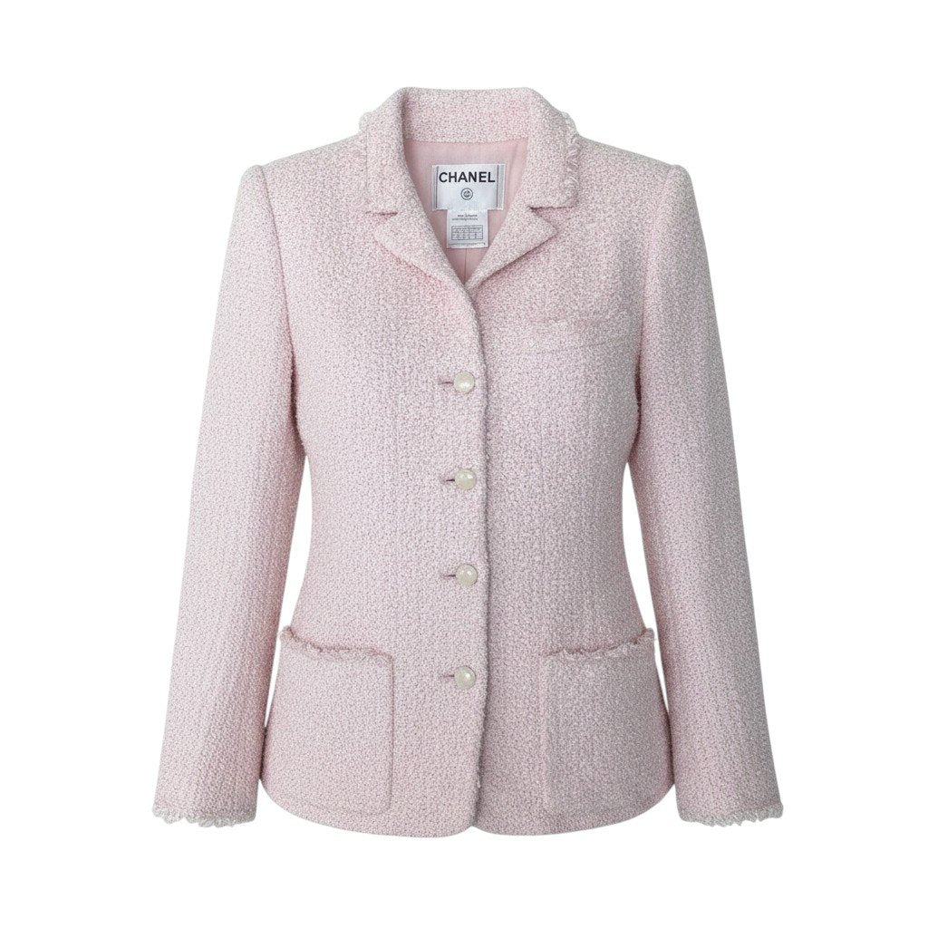 Cf11 CHANEL シャネル 04C ファンシーツイード テーラードジャケット ココマーク P22696 サイズ40 ピンク レディース 女性用ta1