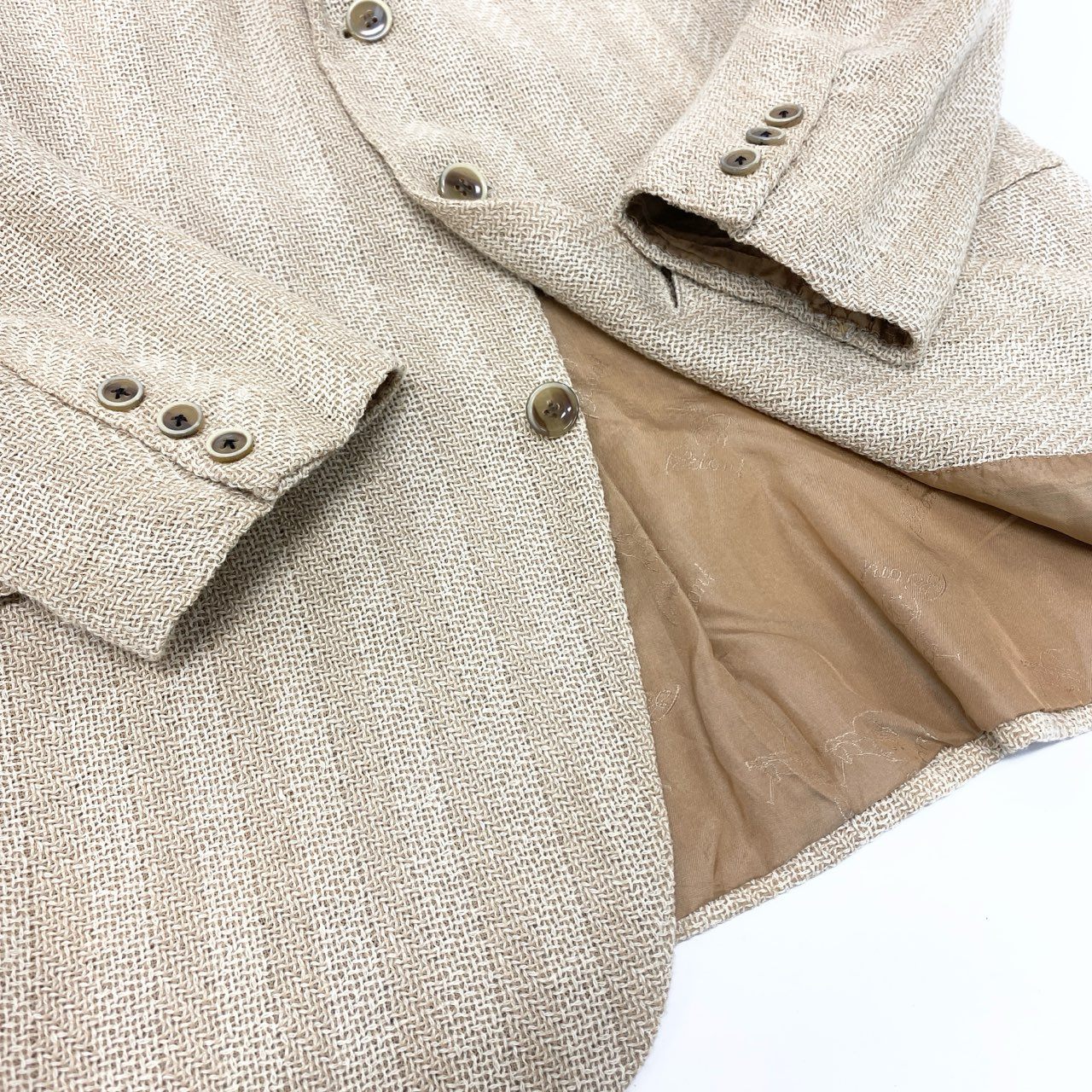 19k10 BRIONI ブリオーニ ウールリネン テーラードジャケット 48 ベージュ ブレザー フォーマル スーツt18r