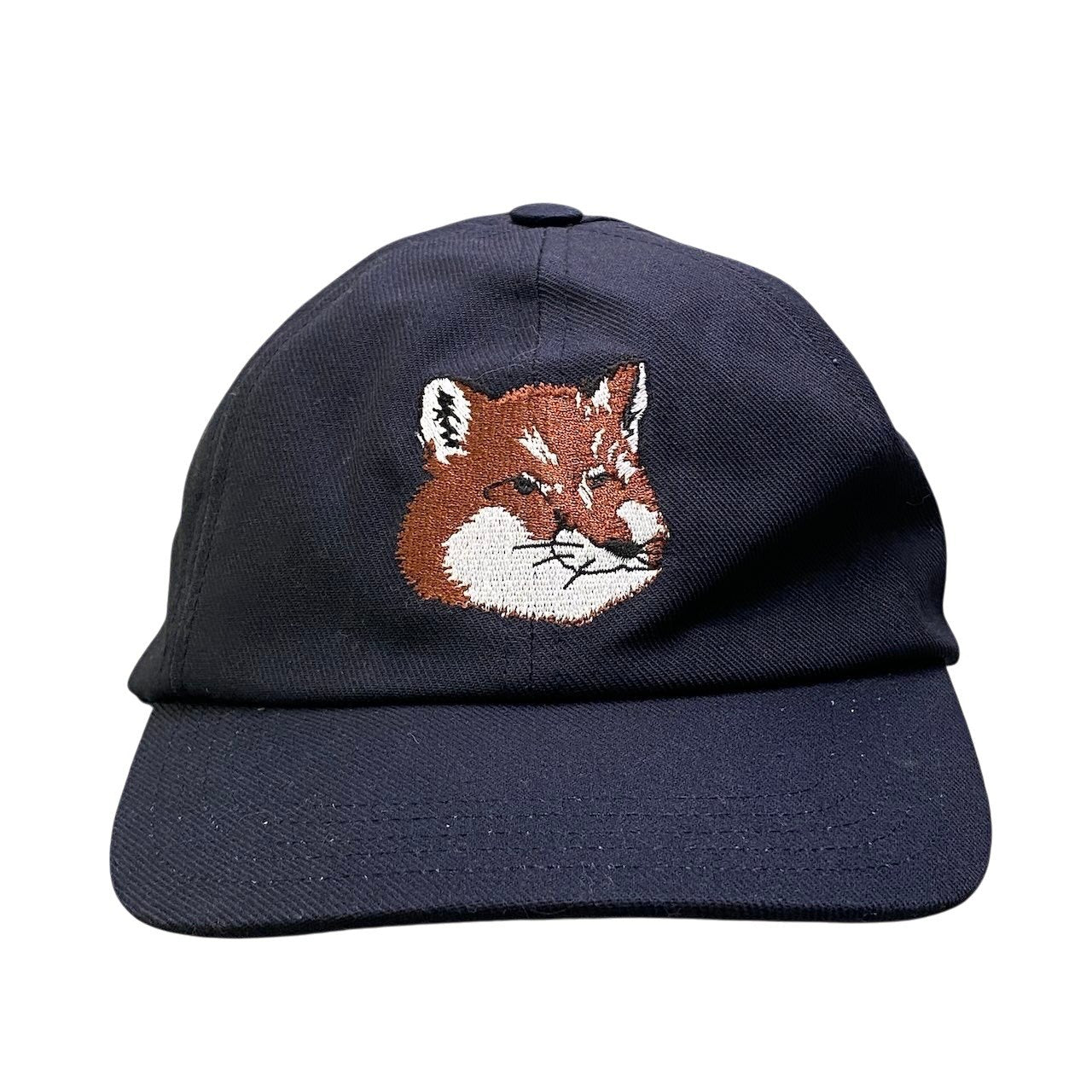 e16 【新品保管品】MAISON KITSUNE メゾンキツネ フォックスヘッドロゴ 6パネル キャップ 帽子 ネイビー レディース 女性用