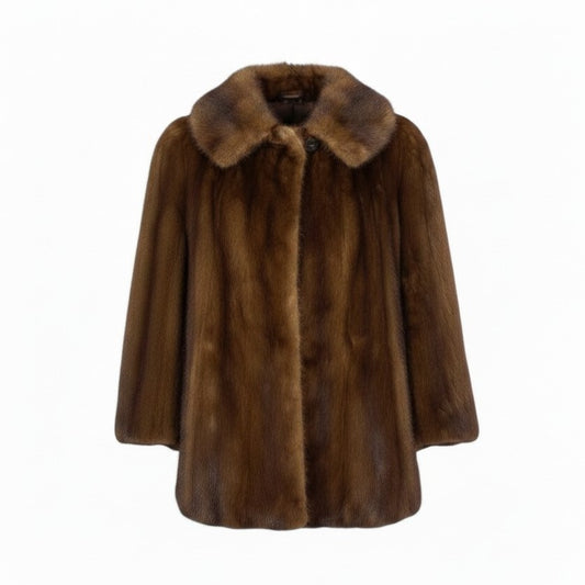 32f15 毛皮コート ミンクファー デミバフミンク 最高級毛皮 MINK FUR サイズFREE ブラウン系 レディースu02t