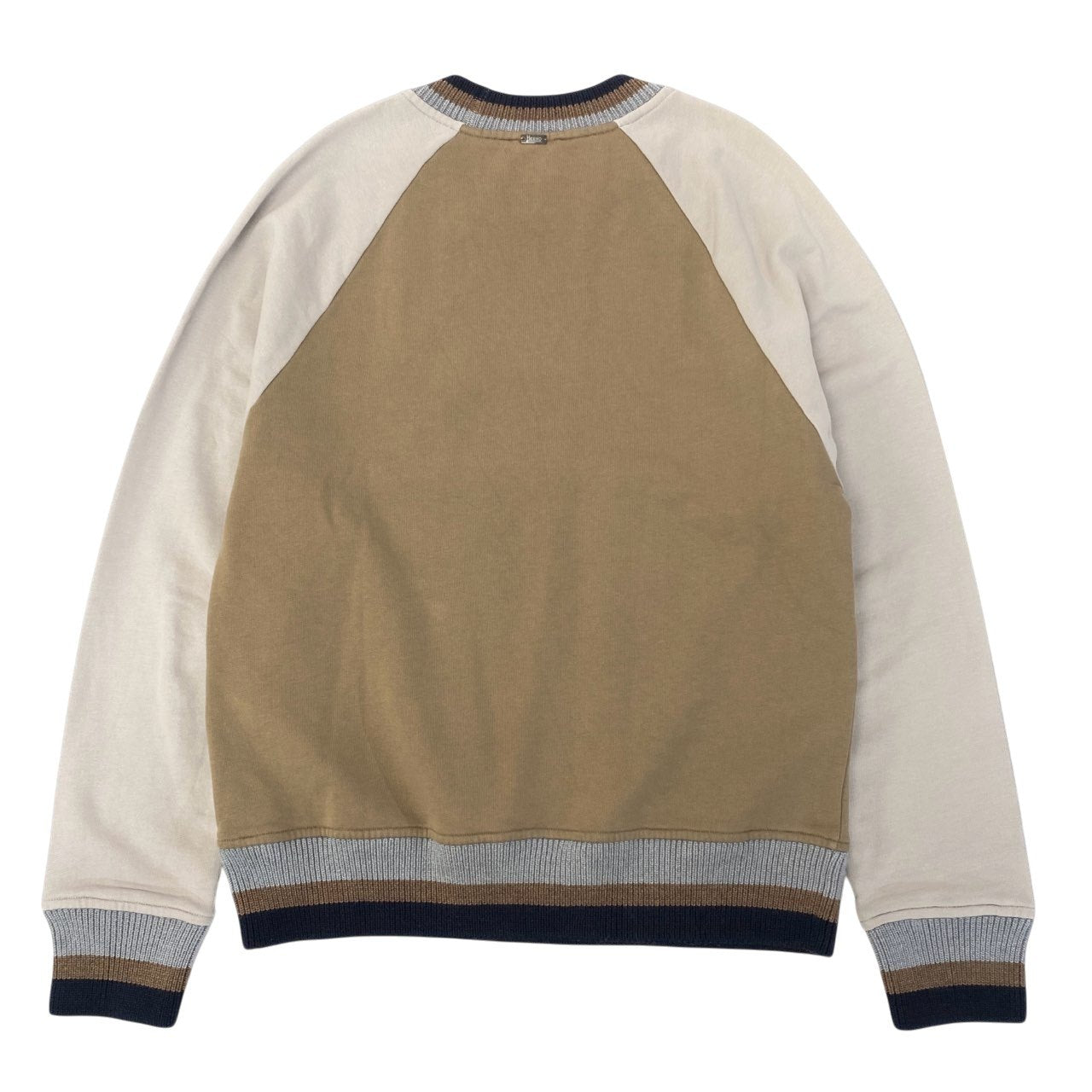 78b5【美品】HERNO ヘルノ ラグランスリーブ スウェット トレーナー トップス 50サイズ ブラウン系 コットン100％ メンズ 男性用u02t