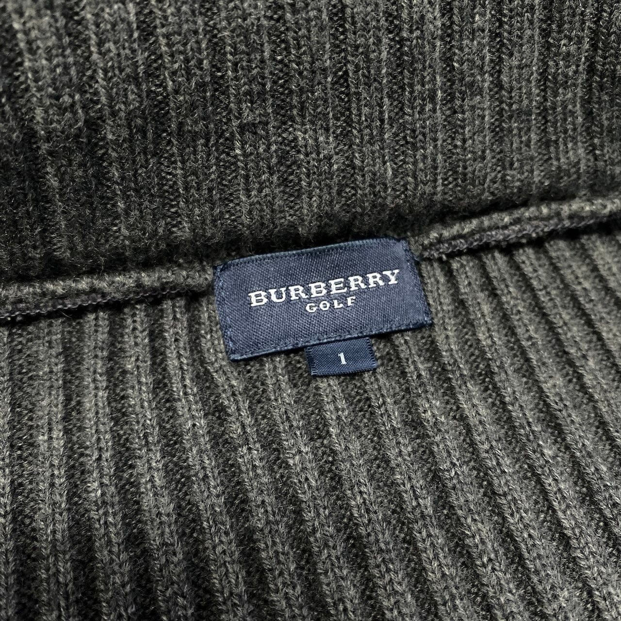 27e11 BURBERRY GOLF バーバリーゴルフ リブニットフルジップフーディー パーカー ダブルジップ 日本製 1サイズ グレー メンズ 男性用k02i