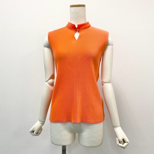 41h24 PLEATS PLEASE プリーツプリーズ イッセイミヤケ プリーツ加工 ノースリーブカットソー トップス PP03FK303 3 オレンジ ポリエステル レディースu02t
