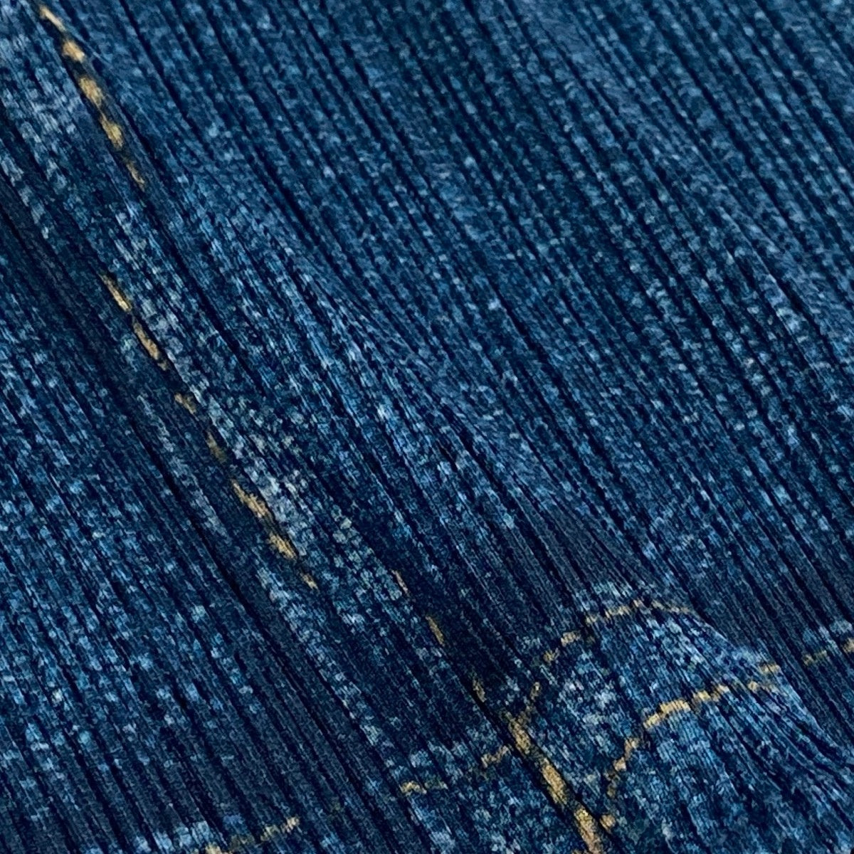 Aj15 【美品】 PLEATS PLEASE プリーツプリーズ デニム転写プリントスカート PP41-JG923 サイズ3 ブルー ポリエステル100％ レディースu02t