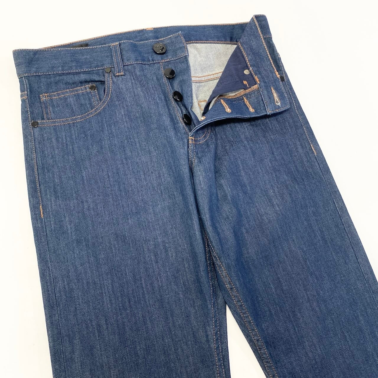 69d30 ALEXANDER McQUEEN アレキサンダーマックイーン デニムパンツ ストレッチデニム ドクロ サイズ44 インディゴ メンズ 紳士服u02t