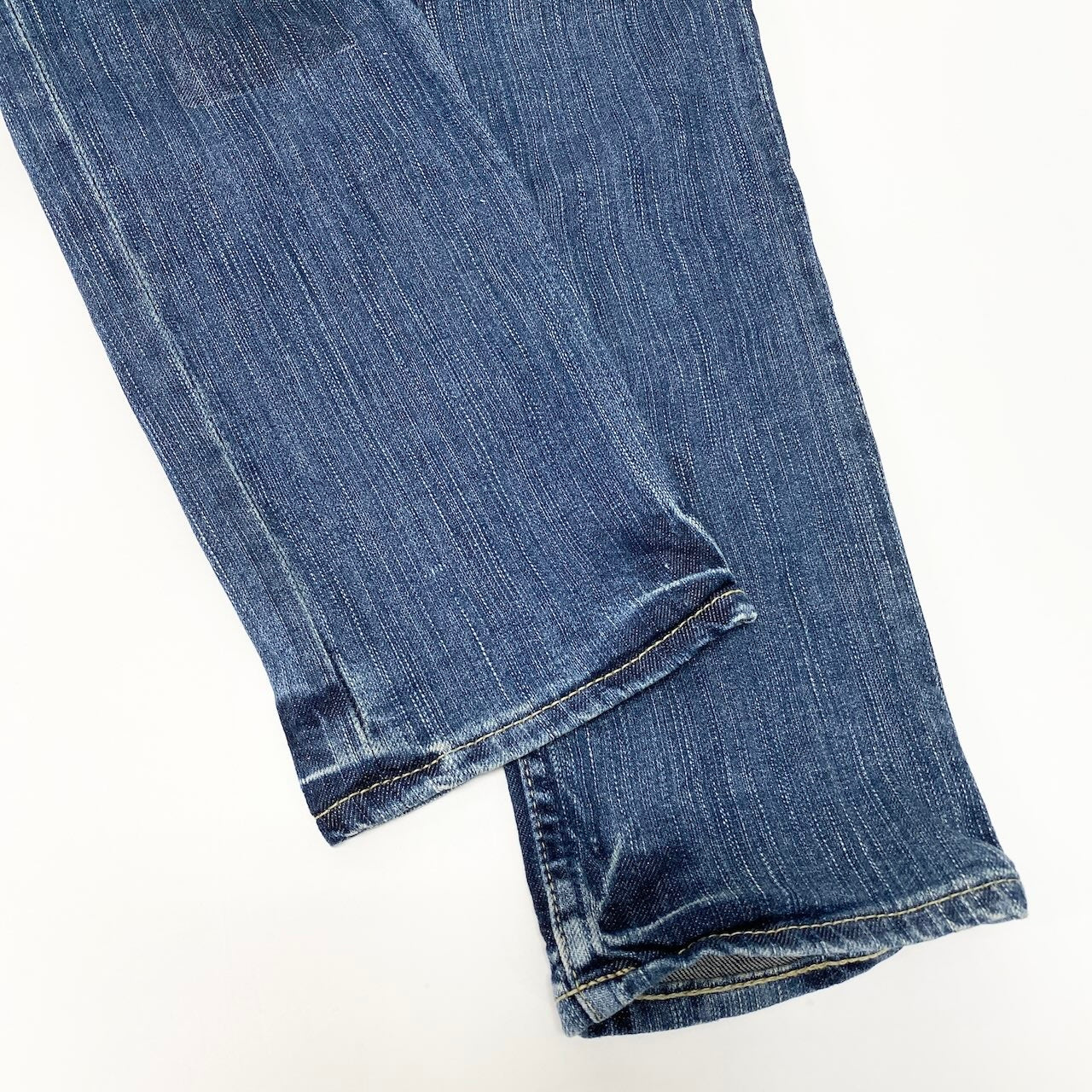 56d13 L.G.B. ルグランブルー 00s レザーパッチ クロス スキニーデニムパンツ サイズ27 インディゴブルー ジーンズ ヴィンテージ加工t18r