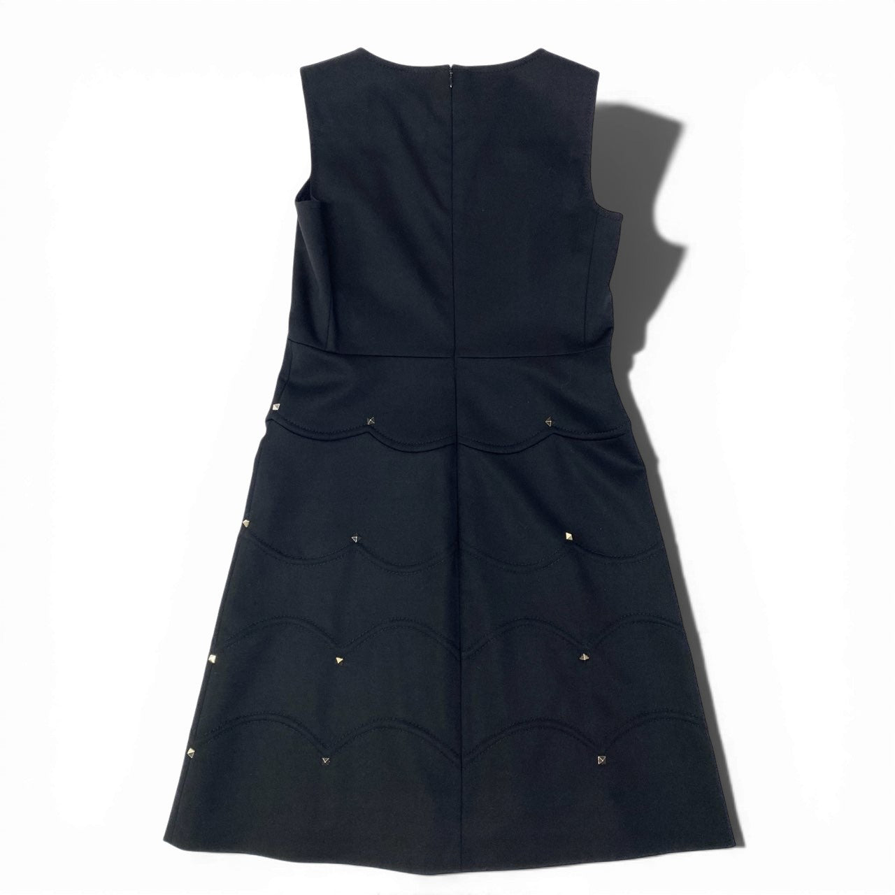 38a15 VALENTINO ヴァレンティノ ロックスタッズ ノースリーブ ワンピース ドレス バックジップ サイズ8 ブラック レディースk02i
