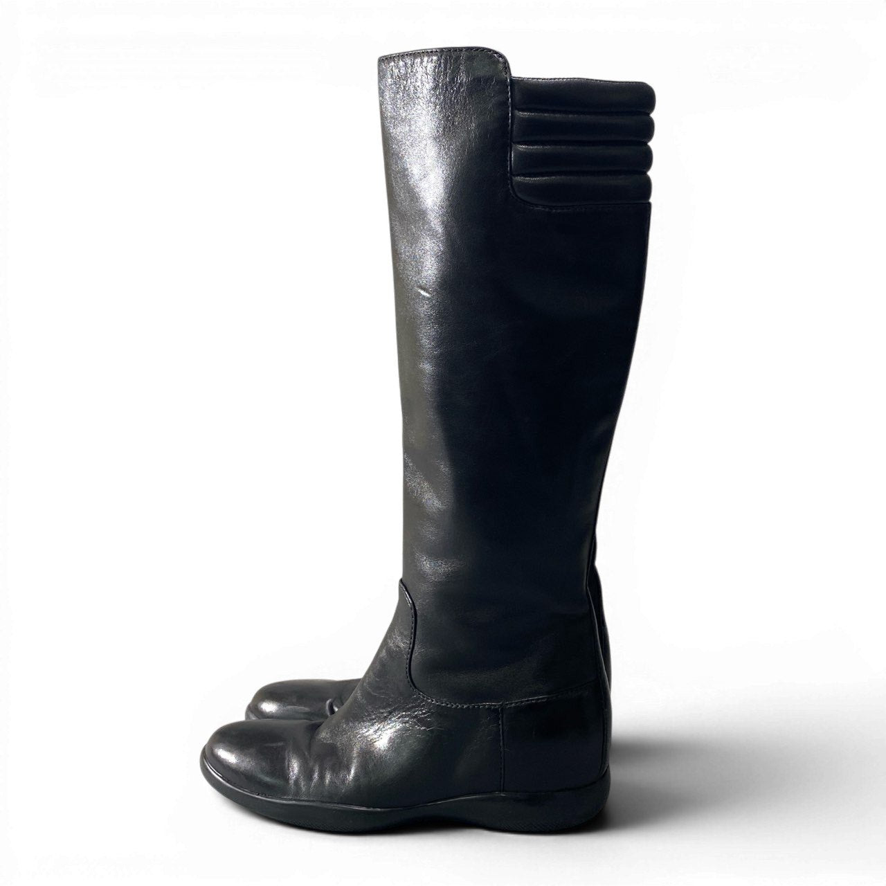 2d23 PRADA SPORT プラダスポーツ ロングブーツ レザーブーツ サイドジップ サイズ36 ブラック レディース 女性靴k02i