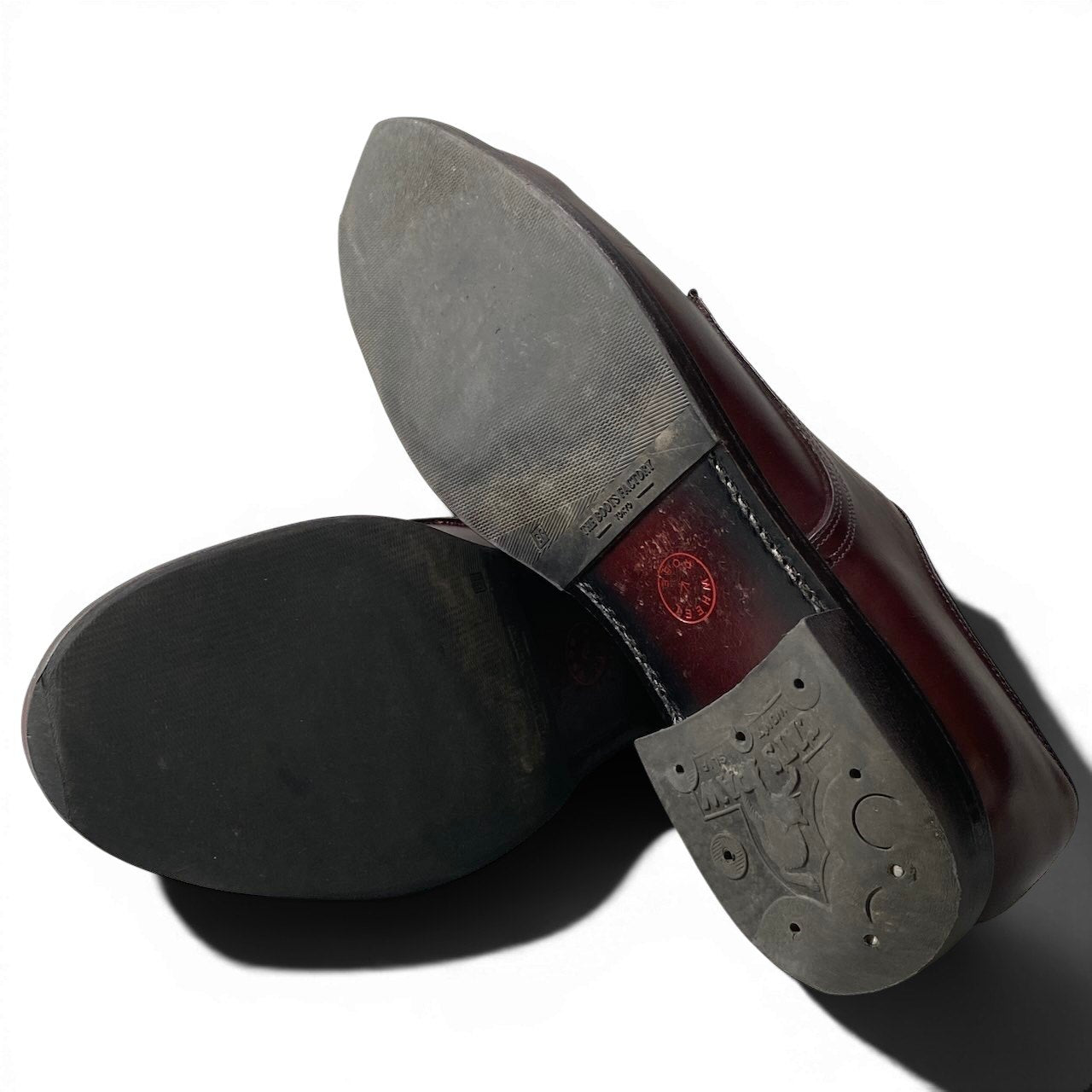 3g7 WHEEL ROBE ウィールローブ PLAIN TOE DERBY ドレスシューズ 15075 26cm US8 バーガンディ レザー シューツリー付 革靴t18r
