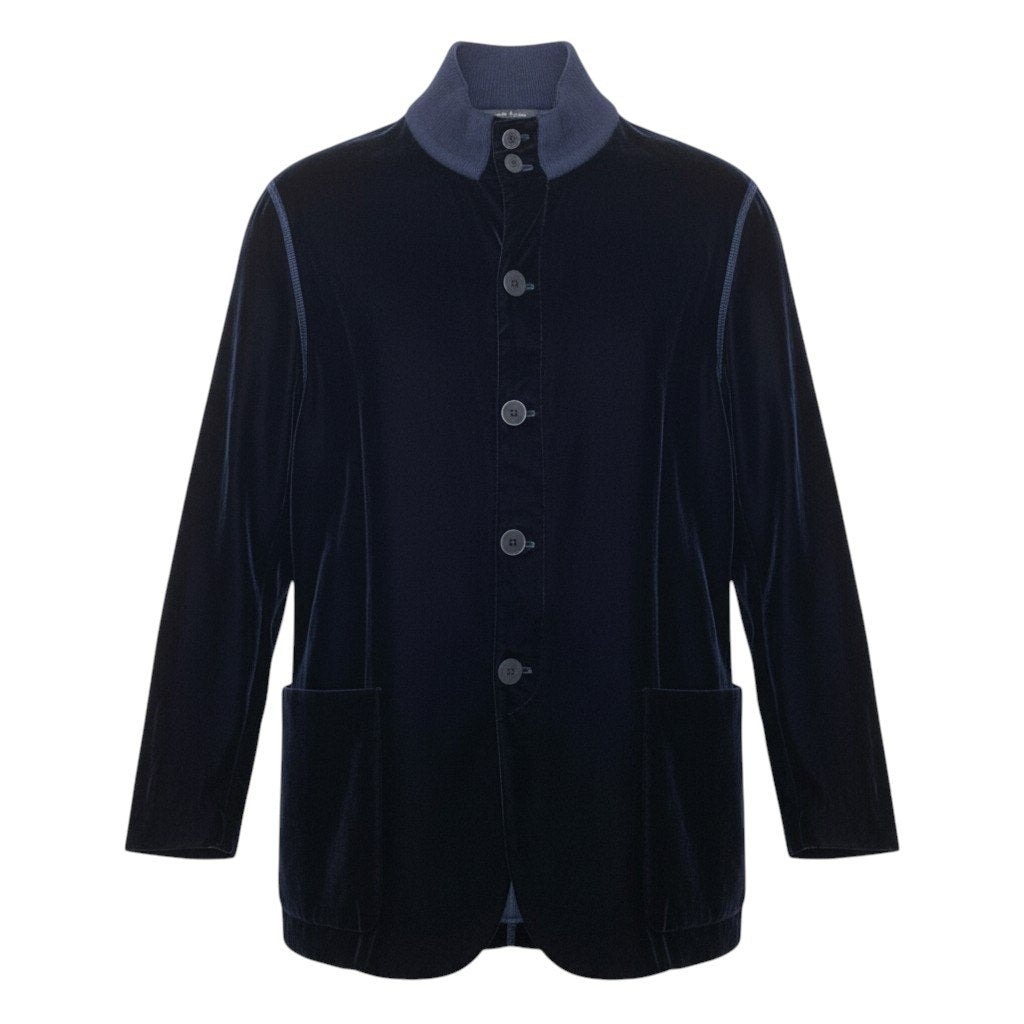 45j8 GIORGIO ARMANI ジョルジオアルマーニ 黒タグ ベロアジャケット ブルゾン サイズ48R ネイビー BECKHAM イタリア製t18r