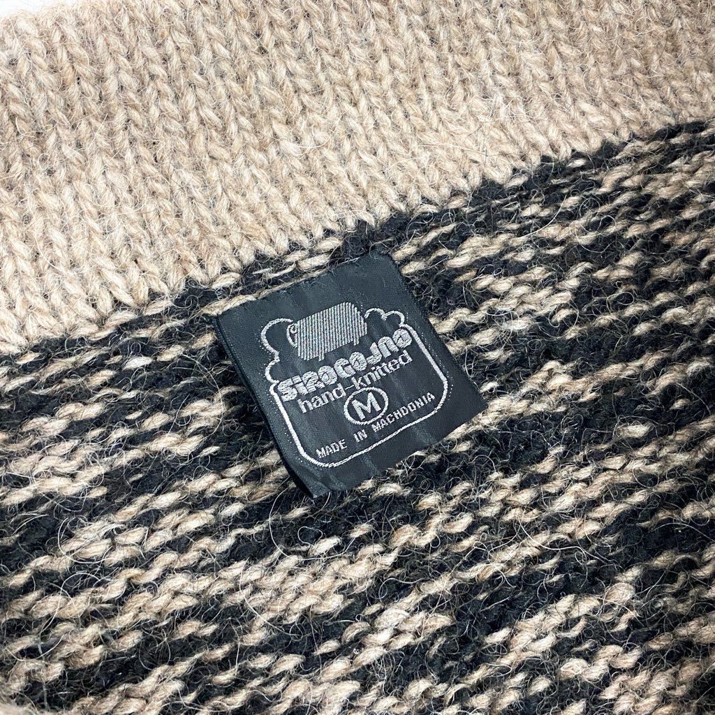 34l24 SIROGOJNO シロゴイノ ヴィンテージ ハンドニットジャケット サイズM 茶系 ピュアウール マケドニア製t18r