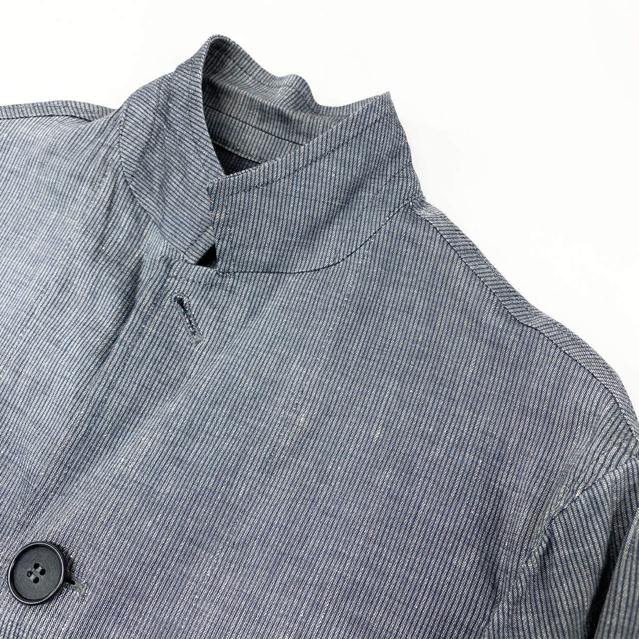 61k28 GIORGIO ARMANI ジョルジオアルマーニ 薄手ジャケット  ロング丈ジャケット リネン混紡 48 グレー ブルー メンズu02t