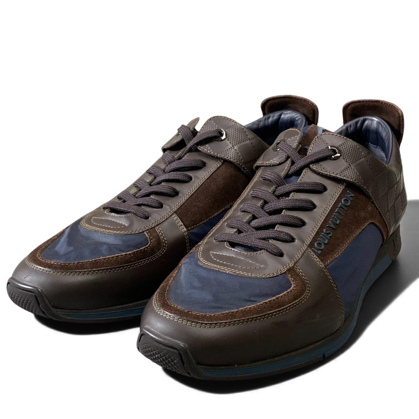 L11 LOUIS VUITTON ルイヴィトン ダミエアンフィニ レザースニーカー ローカットスニーカー サイズ8 ブラウン/ネイビー メンズ 男性用 靴 シューズk02i