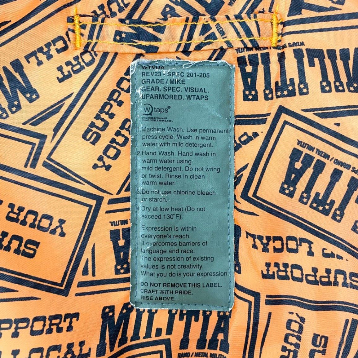 80c10 WTAPS ダブルタップス MA-1 フライトジャケット RED DAWN 刺繍 アウター GWDT-JK-M01 カーキ ナイロン100％ メンズ 男性用o07t