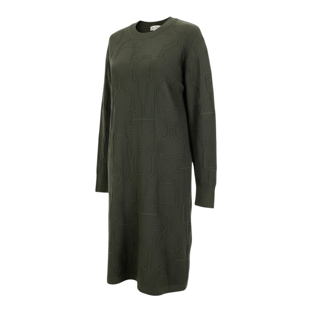 58i15 《極美品》 HERMES エルメス Torsades トルサード ニットワンピース トップス 36 ダークグリーン シルク カシミヤu02t