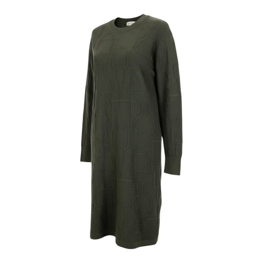 58i15 《極美品》 HERMES エルメス Torsades トルサード ニットワンピース トップス 36 ダークグリーン シルク カシミヤu02t