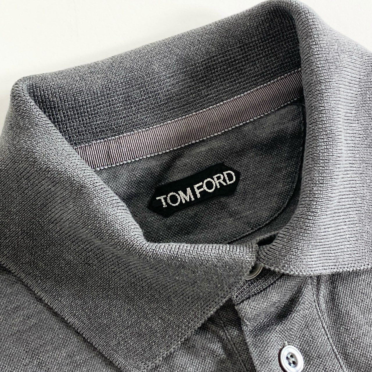 25h9 《美品》 TOM FORD トムフォード ポロシャツ 50 グレー トップス Polo Shirt 半袖 イタリア製 コットン