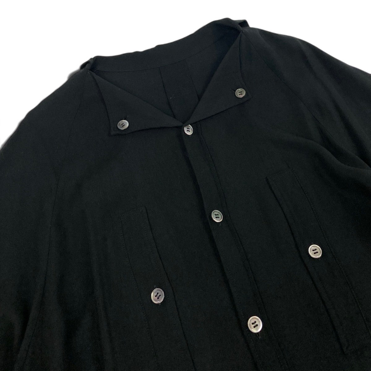 Aj21 【美品】 Y's ワイズ ヨウジヤマモト 00's 2003AW ロングスリーブ シャツワンピース YC-D04-201 サイズ2 ブラック レディースo07t