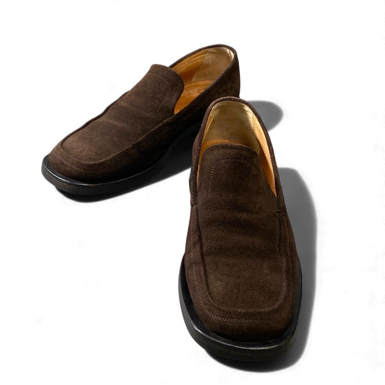 2L15 HERMES エルメス スウェード レザー シューズ ローファー 靴 イタリア製 41サイズ ブラウン メンズk02i