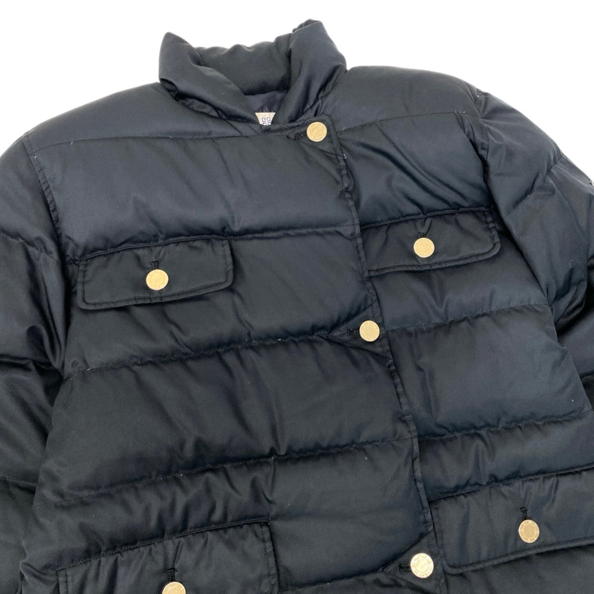 46h19 GIVENCHY ジバンシー ダウンコート 金ボタン 天然羽毛100％ ロングコート ジップアップ GSL4614-6 M ブラック レディース 女性用u02t
