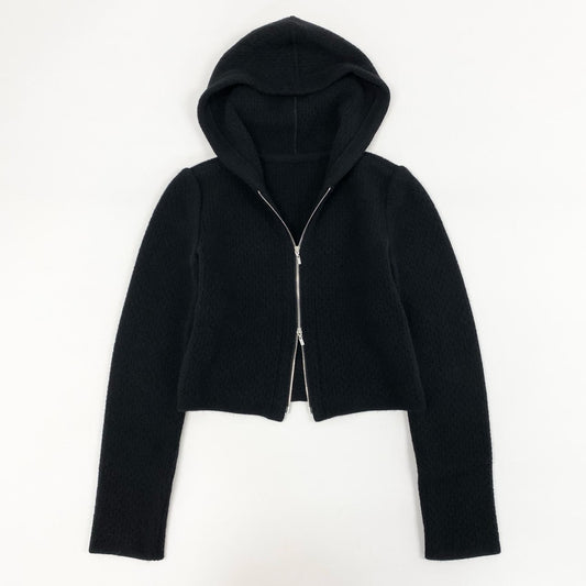 8h4 FOXEY フォクシー ダブルジップ カシミヤニットパーカー SEA BREEZE PARKA サイズ38 ブラック レディース カシミアk02i
