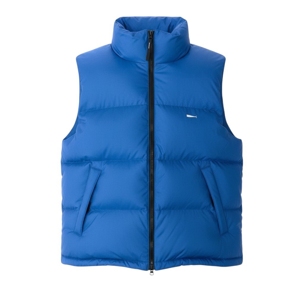 50b27 《美品》 DESCENDANT ディセンダント マミー パディング 中綿ベスト アウター シンサレート 2 ブルー ポリエステル メンズu02t