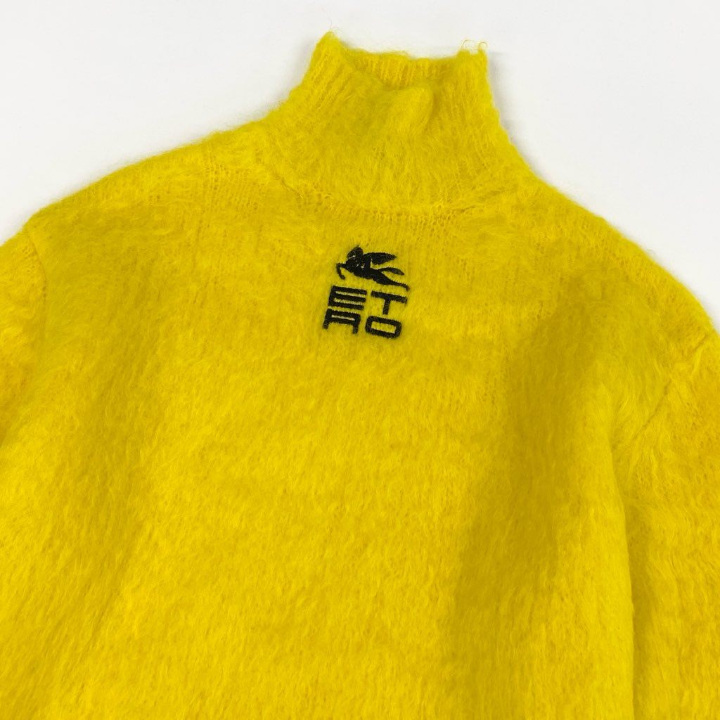 7L22 ETRO エトロ CUBEロゴ ハイネックセーター 22~23AW モヘア ニットセーター 40サイズ イエロー レディースk02i