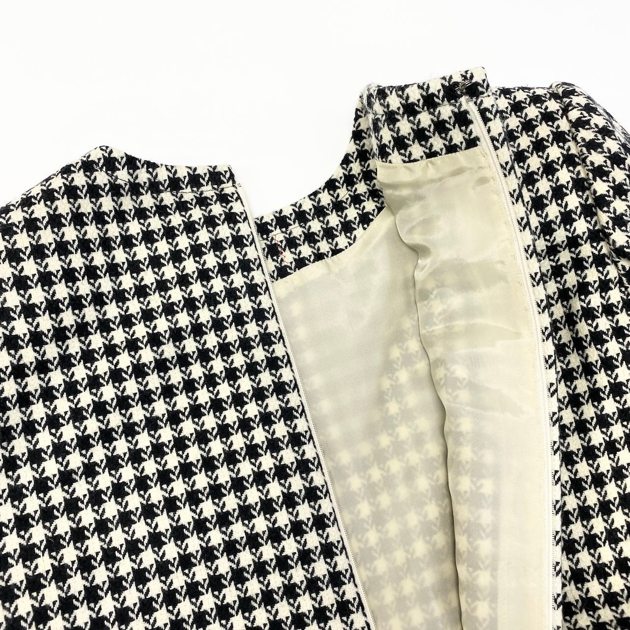 48c18 GIVENCHY ジバンシィ ウールワンピース ロングワンピース 千鳥格子柄 レディース 女性服 サイズ8 ブラック ホワイト バイカラーu02t